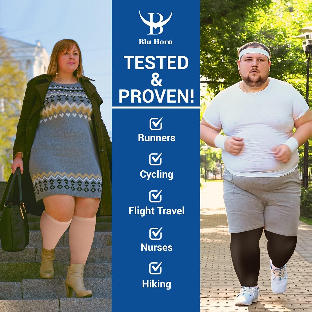 Compression Socks 20-30 mmHg for Women & Men - Knee High Stockings (5X-Large, Black/Beige)