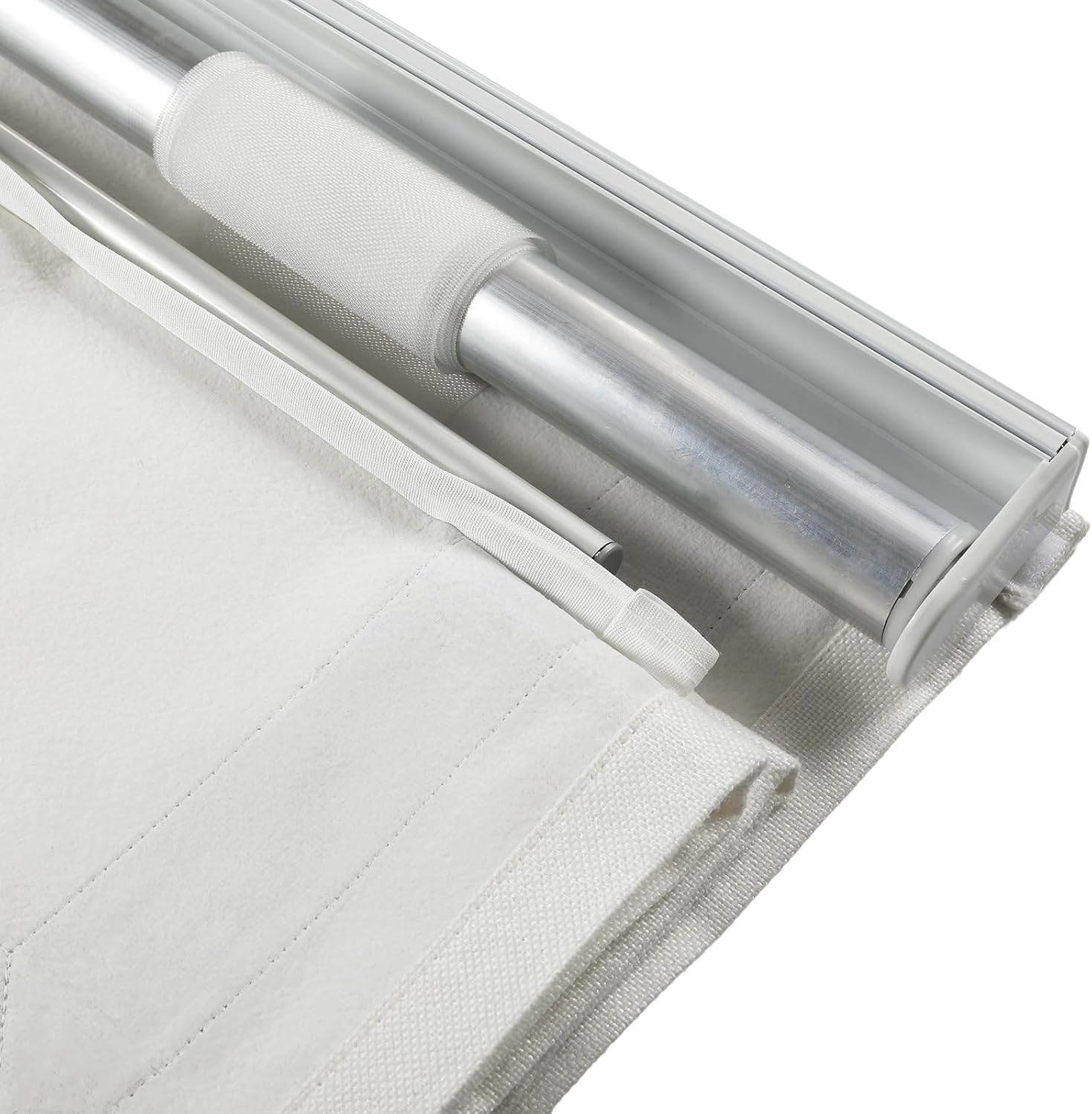 TWOPAGES Cordless White Roman Shades with Valance, Black Ribbon Border Roman Blinds for Windows, Custom Made Light Filtering Blinds Washable Fabric Shades for French Door, 1 Piece