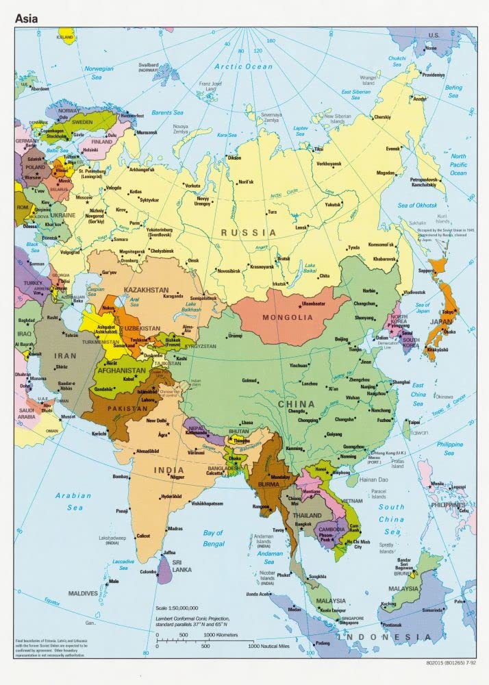 1992 Map of Asia | 1000 Piece Adult Jigsaw Puzzle for Adults