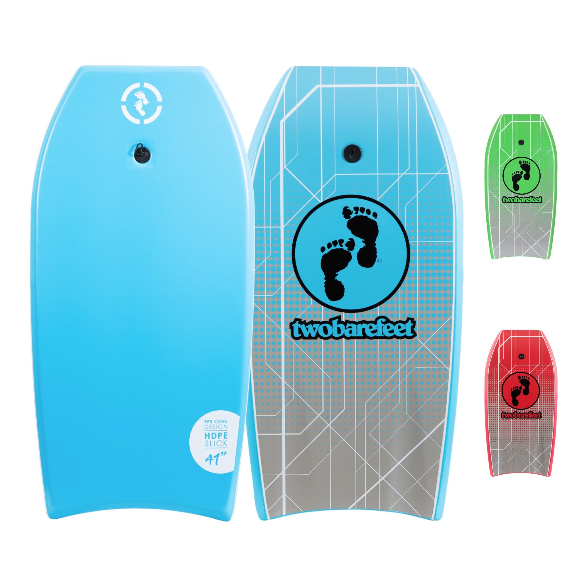 Two Bare Feet Bodyboard with Leash — Boogie Board for Adults & Kids | IXPE Foam Deck, EVA Core & Slick Bottom | Durable, High-Performance Wave Rider for Beach & Surf (Space Blue) — image 1