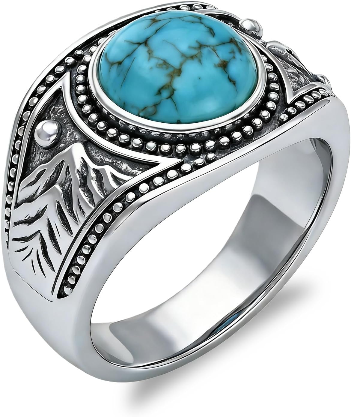 Men's 925 Sterling Silver Mountain Range Ring, Nature Inspired Outdoor Statement Band for Men, Sizes 6-15