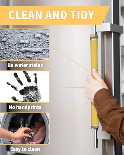 Miniatura 4 de Juego de 2 fundas para manijas de puerta de refrigerador amarillas y negras para lavavajillas, microondas, horno, nevera, estufa, electrodomésticos,