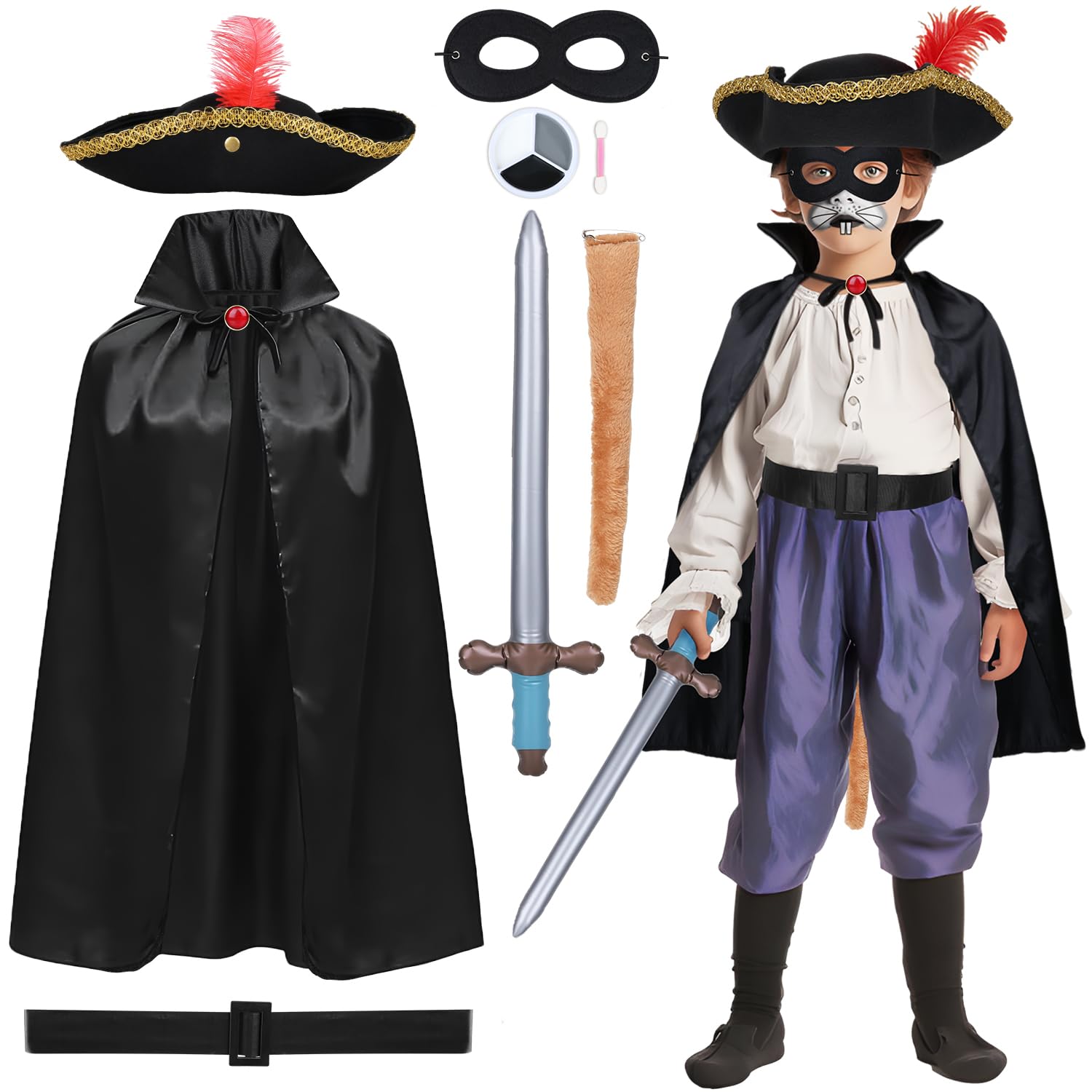Rat Costume for Boys Girls Rat World Book Day Costumes for Kids 2026 - Hero Man Character WBD Fancy Dress for Childrens Robber Pirate Carnival Cos Party