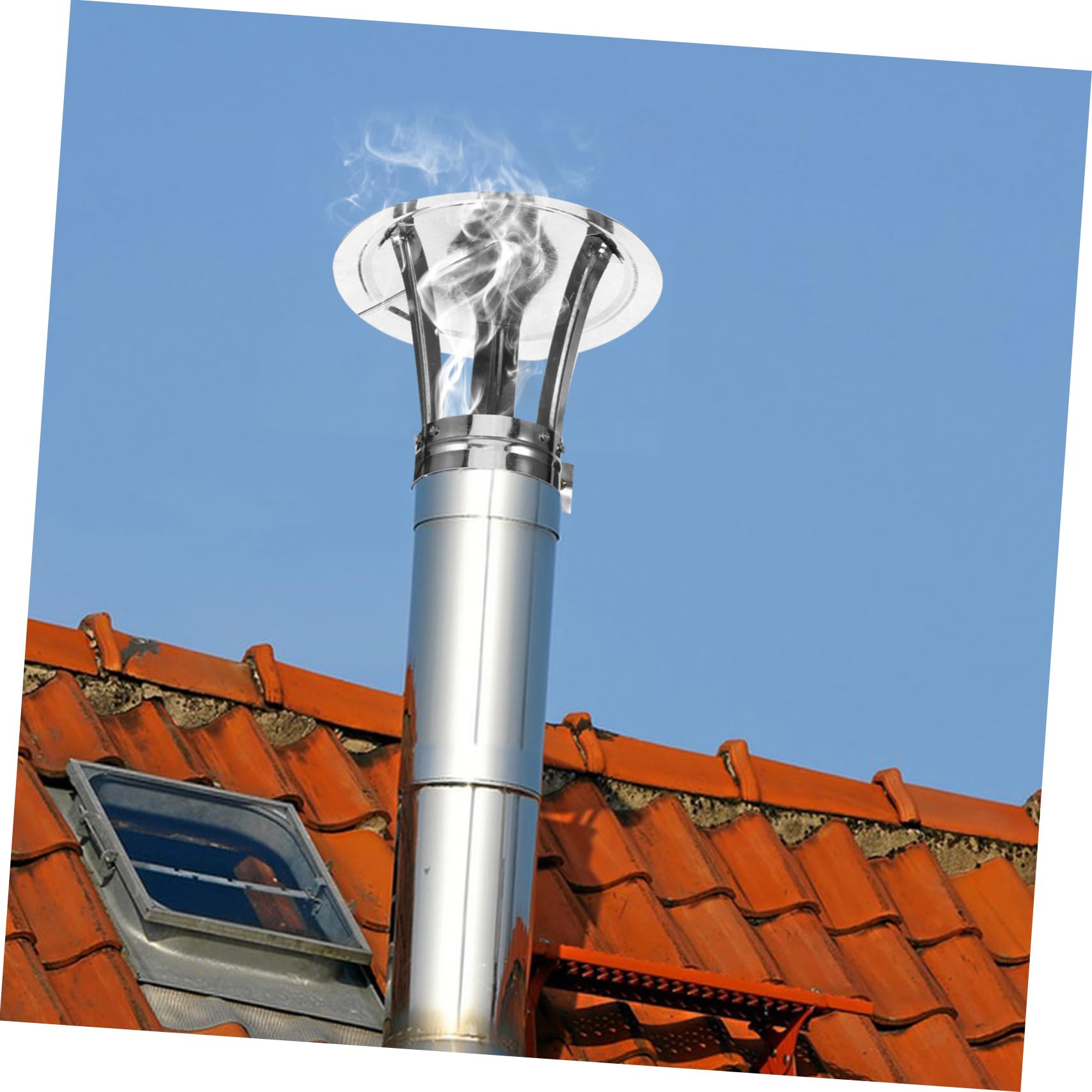 Copertura antivento per canna fumaria – 10 cm tappo di ventilazione in ferro, protezione per tubi della stufa esterna, copertura per ventilazione ottimale e protezione dalle intemperie