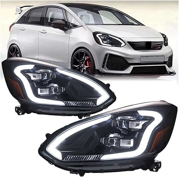1 Pair Car Led Headlight Compatible For Honda FIT JAZZ 2021 2022 2023 2024 GR9 Accessories DRL Turn Signal Headlamp Assembly Modified