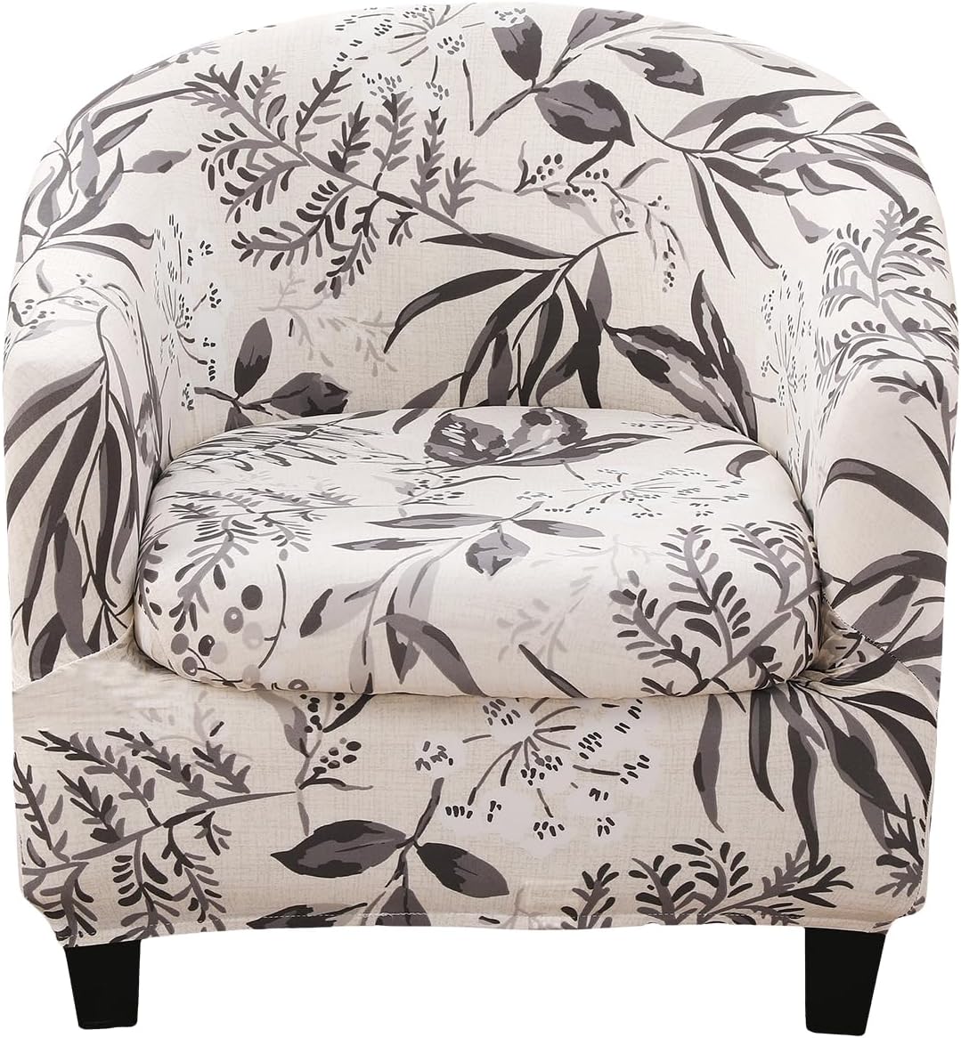 Club Chair Slipcover 2 Piece Tub Chair Slipcover Stretch Barrel Chair Covers Printed Armchair Covers Removable Sofa Cover Couch Furniture Protector Arm Chair Cover for Living Room 80