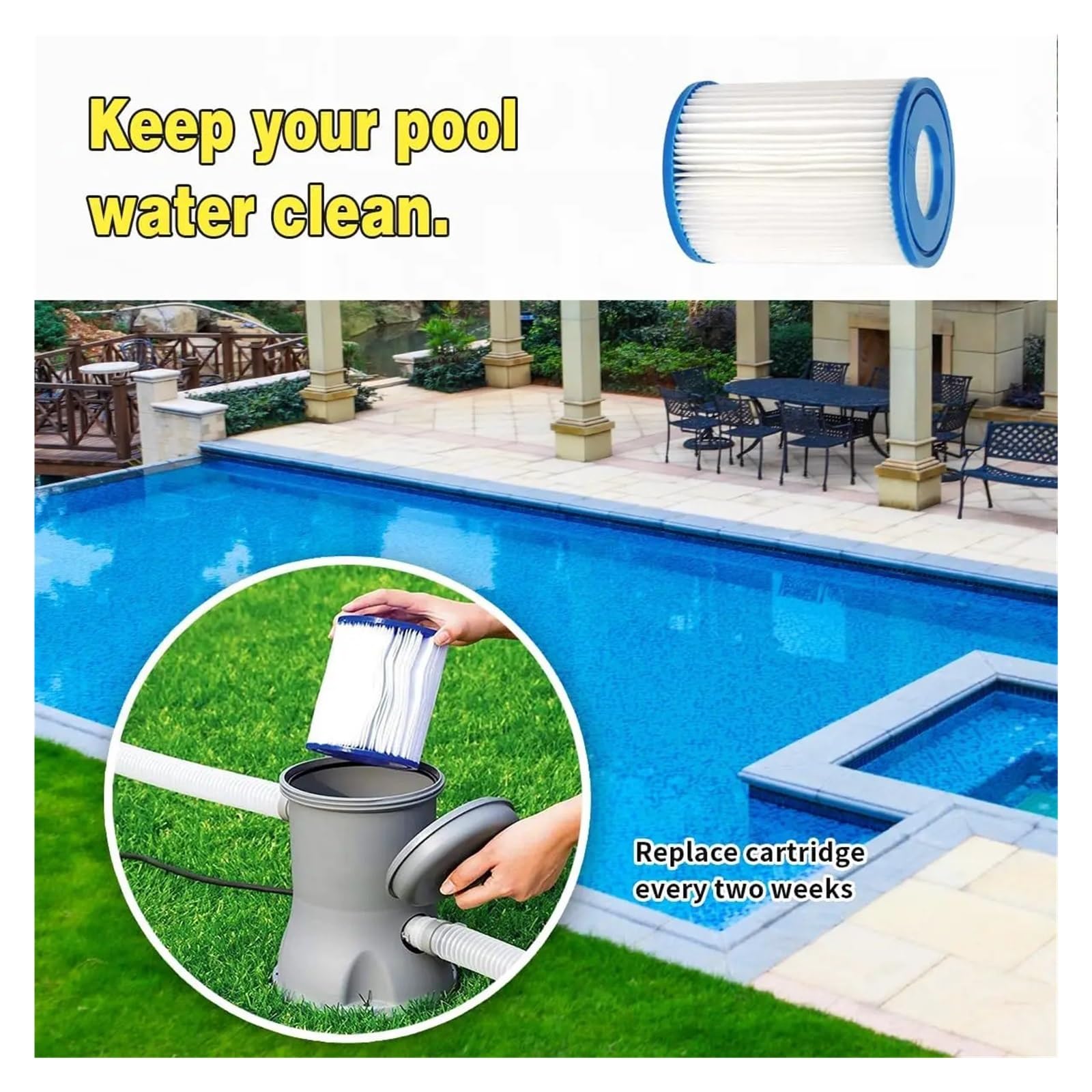 Cartuccia Filtro Tipo II, Cartuccia Filtro For Spa Da Piscina, Compatibile Con Bestway Flowclear II, Compatibile Con Lay Z Spa, 58094, 58383, 58386, 58117, 58386GS(6PCS)