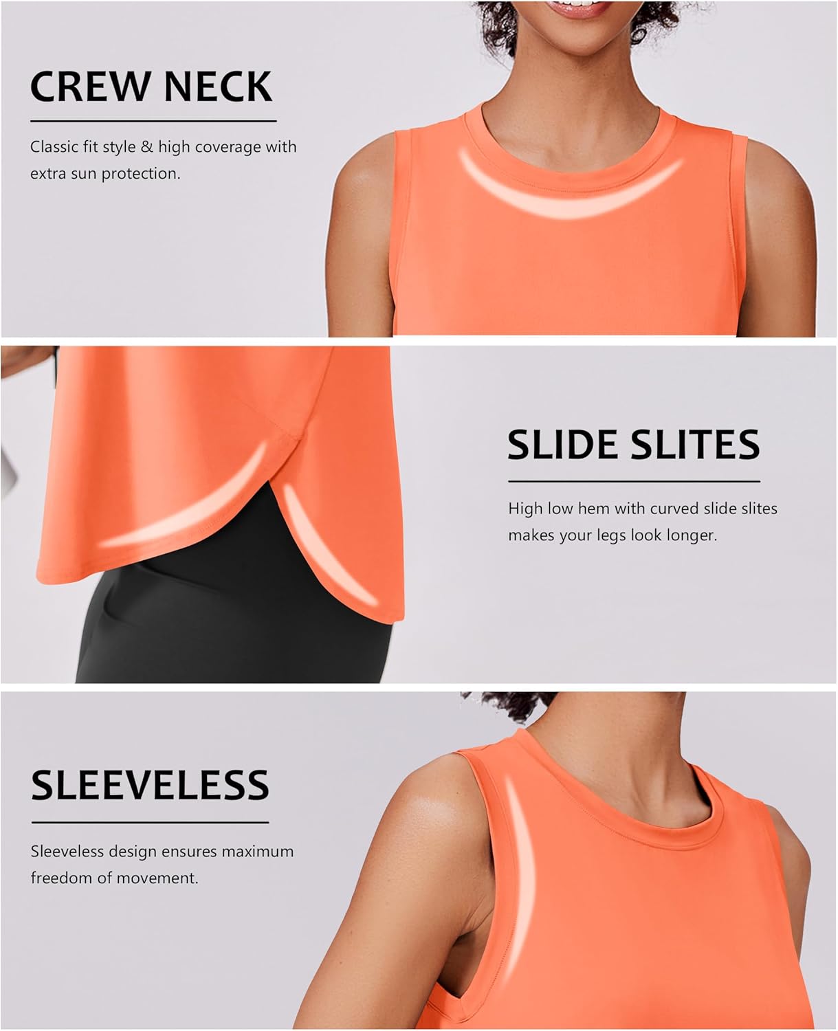 PINSPARK Workout Tank Tops Woman UPF 50+ Yoga Tanks Quick Dry Sleeveless Gym Shirts with Side Slits Loose Fit Athletic Top - Image 5