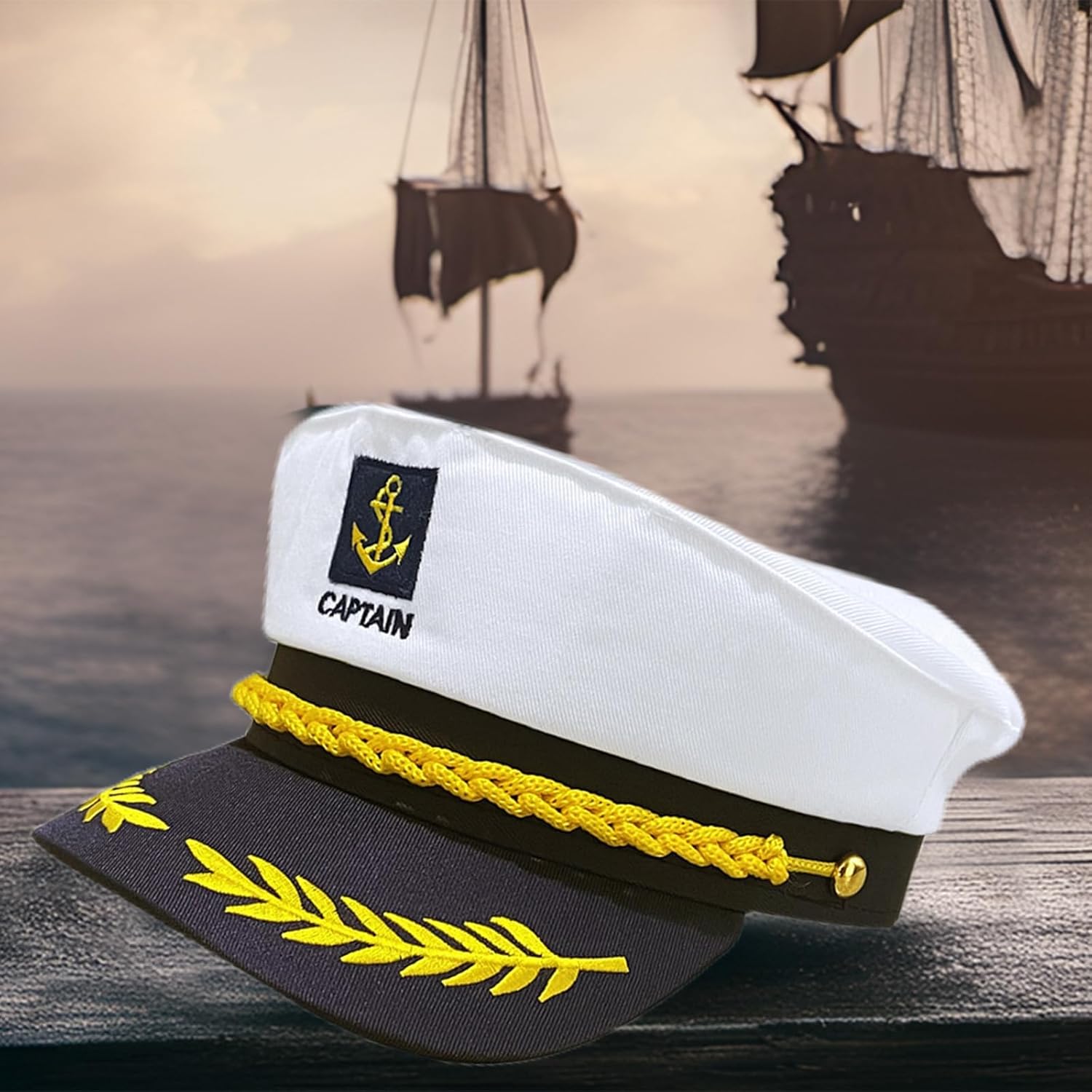2個 キャプテンハット、アドミラルセーラーキャップ、キャプテンヨットハット メンズ レディース ネイビー キャプテンコスチュームアク