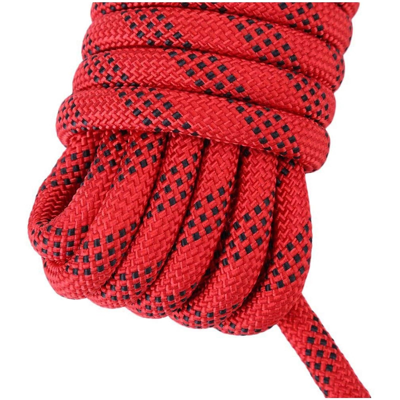 Outdoor-Kletterseil, 10 mm Durchmesser, 9,8 m, 25 m, 50 m, 100 m, 150 m, 199,9 m, statisches Kletterseil, Nylonseil, Eiskletterausrüstung, Feuerrettung, Fallschirmseil mit 2 Stahlhaken