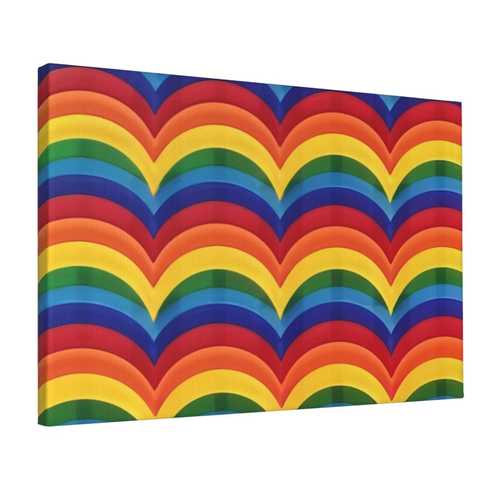 YKLJG Rainbow Pattern Printed Wall Art Canvas Prints 45x30 CM Wooden Framed Picture Painting Artwork for Bedroom Kitchen Home Office Decor