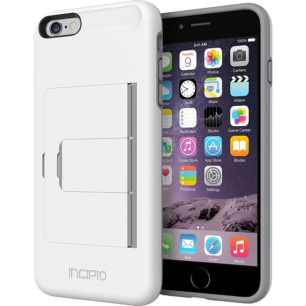 IncipioIPH-1201-WHTGRY iPhone 6 Plus/6s Plus Case, [Credit Card] Stowaway [Advance] Case for iPhone 6 Plus/6s Plus Case-White/Dark Gray