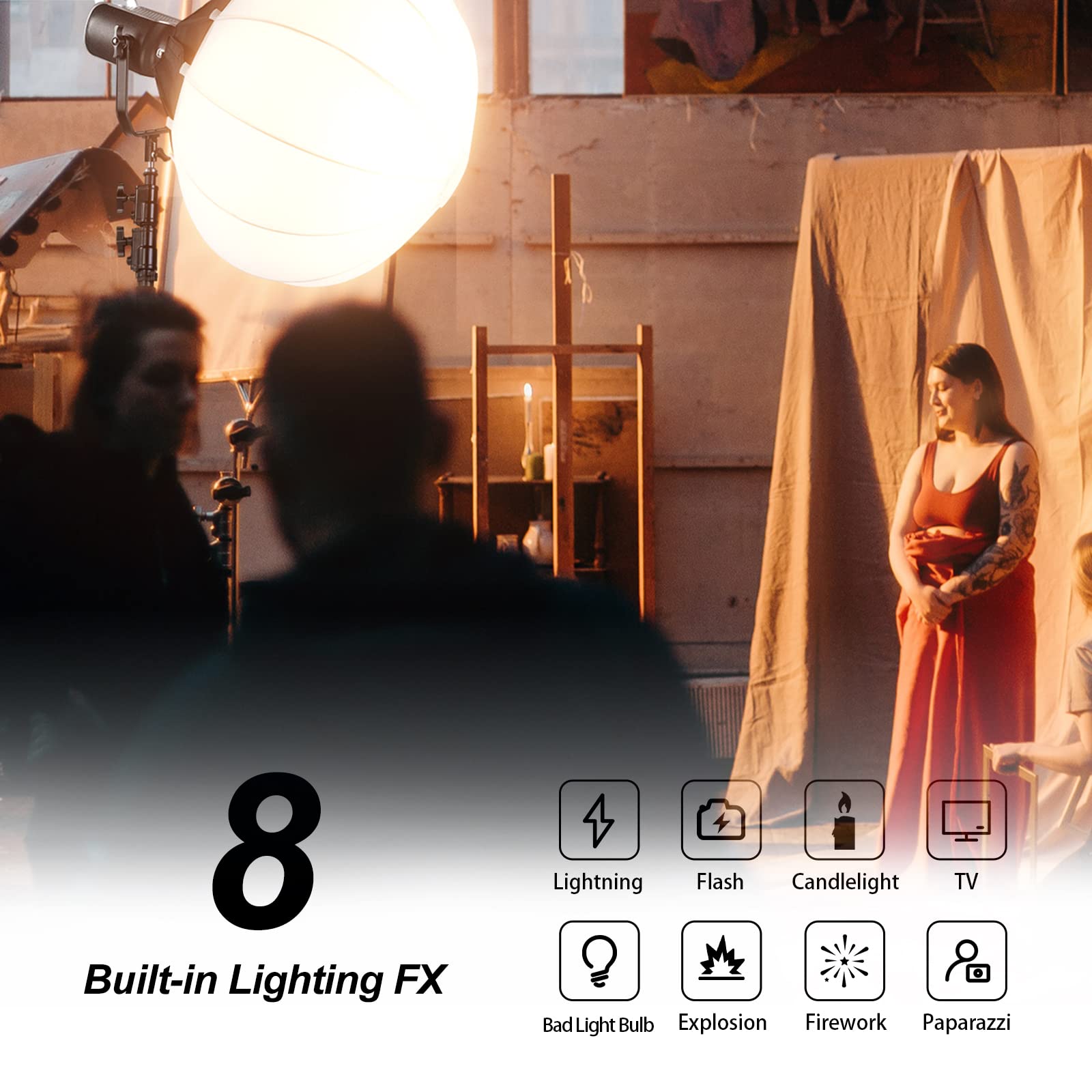 GVM 300 W Kit di illuminazione video LED COB con scatola luminosa Lanterna da 26 pollici, illuminazione fotografica 2700~7500 K CRI97 +luci da studio per la registrazione video di film fotografici