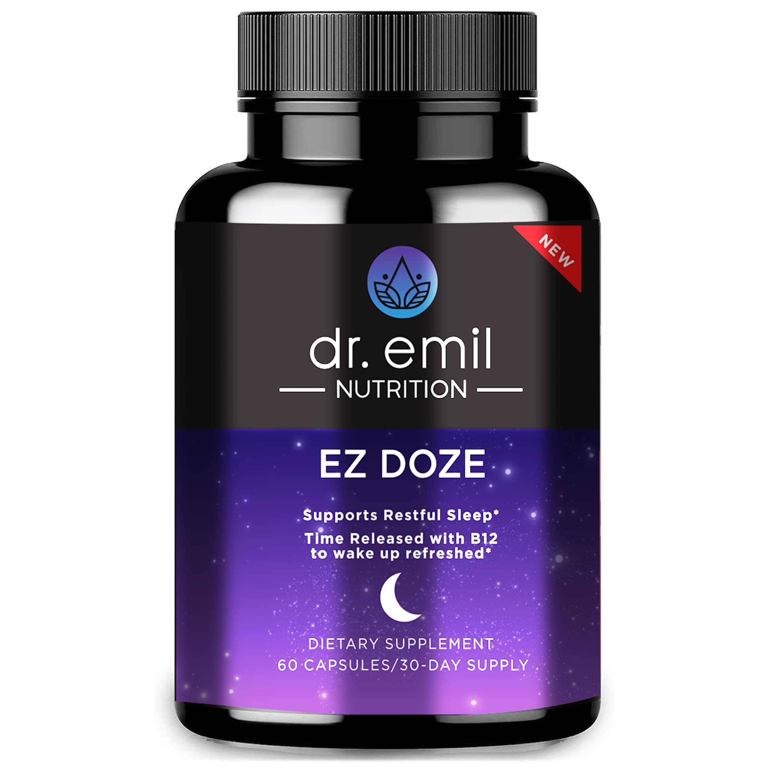 DR. EMIL NUTRITIONEZ Doze Melatonin-Free Natural Sleep Aid with L-Theanine, GABA & 5HTP - Extra Strength Sleeping Pills for Adults - Safe and Non-Habit Forming (60 Veggie Capsules)