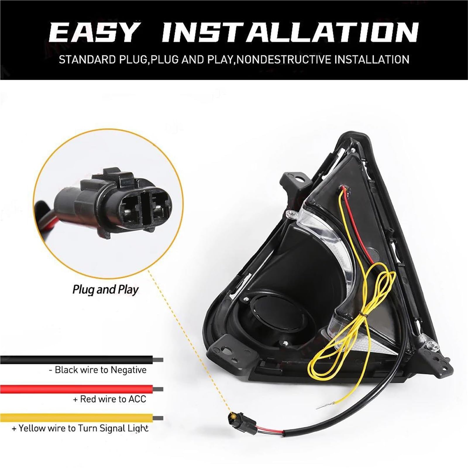 Genérico Faro Antiniebla Luces Diurnas LED DRL Para Hyundai Para Accent 2021 2022 2023 Parachoques Delantero Faros Antiniebla Intermitentes Blanco Amarillo Luz Antiniebla Delantera