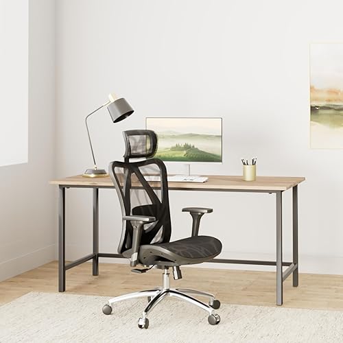 Miniatura 12 de SIHOO Silla de oficina ergonómica de malla, silla de escritorio para computadora con reposabrazos de 3 vías, soporte lumbar de 2 vías y gris,Negro