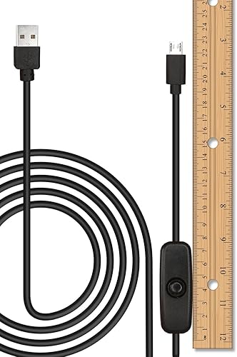 Miniatura 2 de HomeSpot Fuente de alimentación/adaptador/cargador de 5V 2.4A (listado UL) con cable micro USB de 5 pies de largo con botón de interruptor de