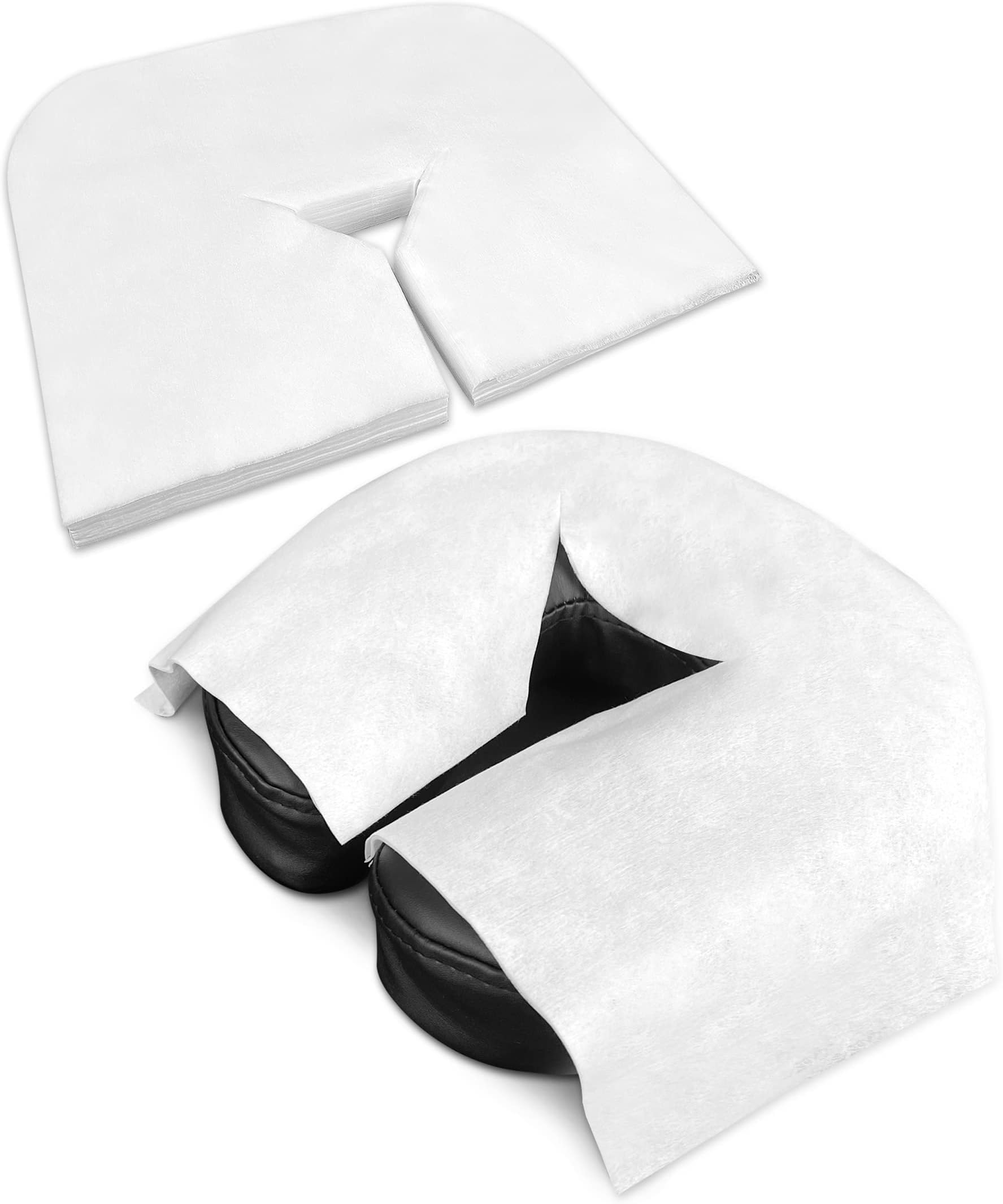 ZEN MASSAGE WARE100 x Disposable Nose Slit Cloths for Tables - Fleece Disposable Pads for Headrests for Tables, Benches & Treatment Loungers - Accessories Face Pads 41 x 31 cm