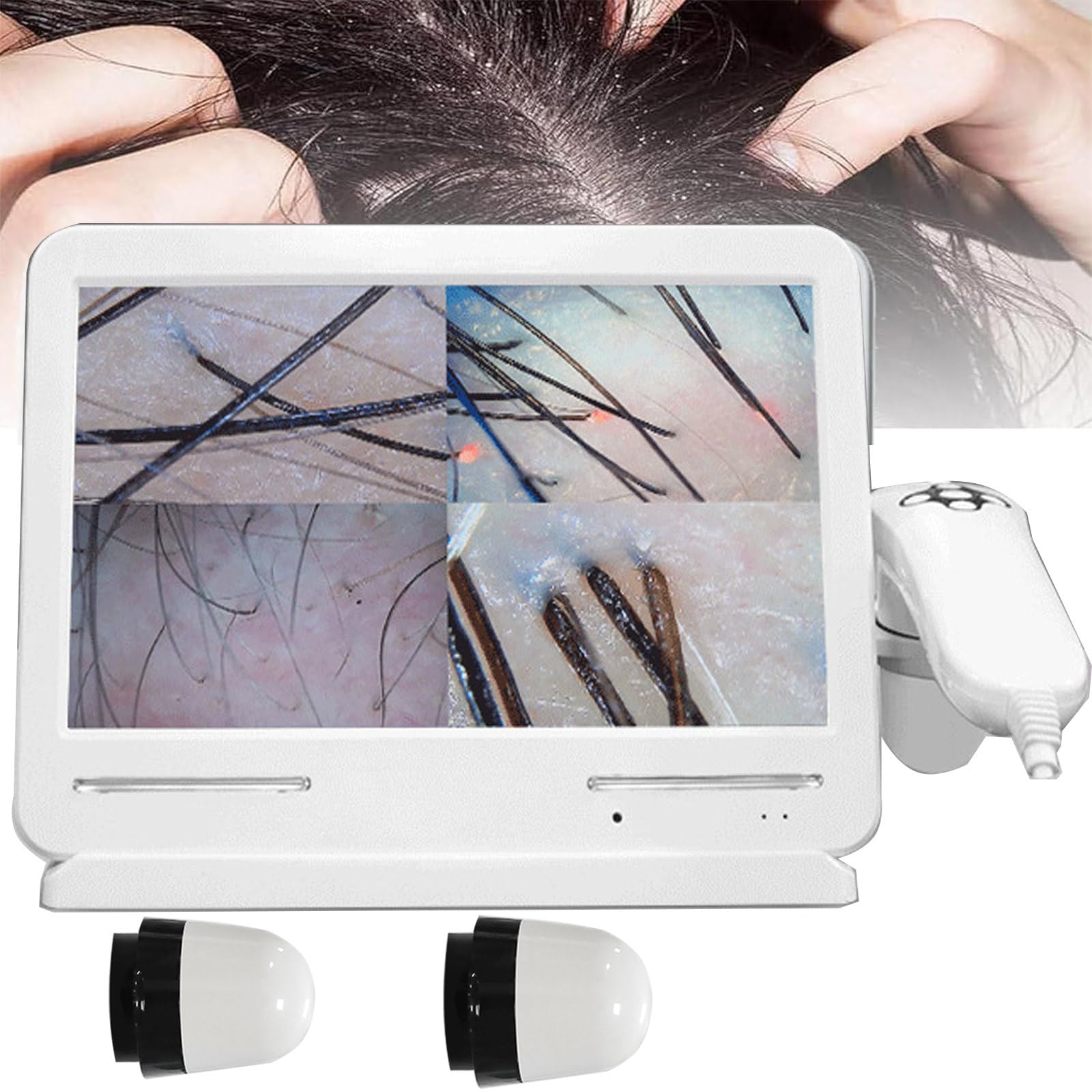 Analizator włosów, maszyna do diagnostyki Skin Scope, 10,1-calowy 50x 200x cyfrowy mikroskop z ładowaniem, detektor włosów na skórze głowy, do testowania mieszków włosowych i analizy skóry