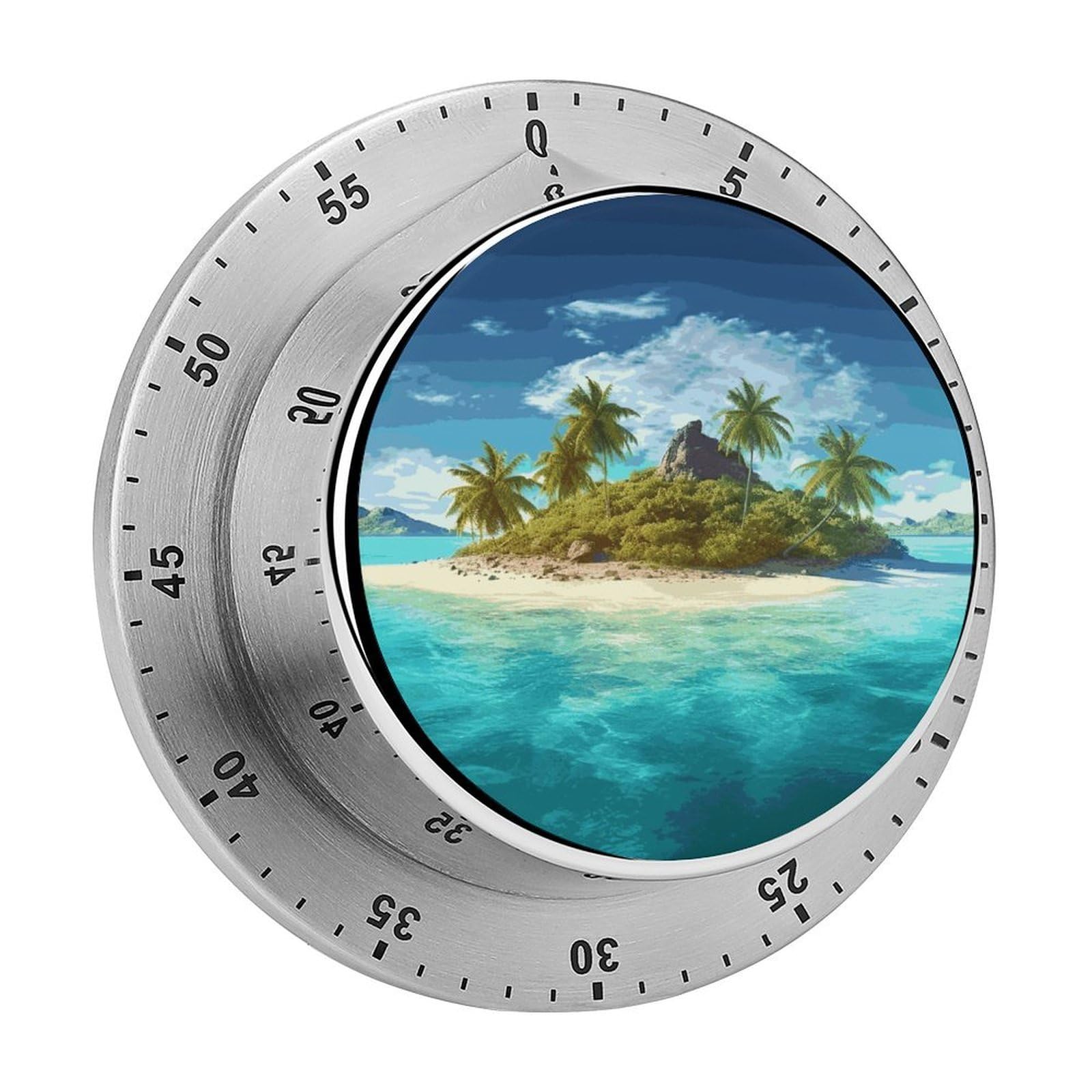 Tropical Island Visual Timer with Loud Alarm 60-Minute Kitchen Timers Exquisite Stainless Steel Body - Mechanical Desk Timer Countdown Clock for Cooking Chef Clock