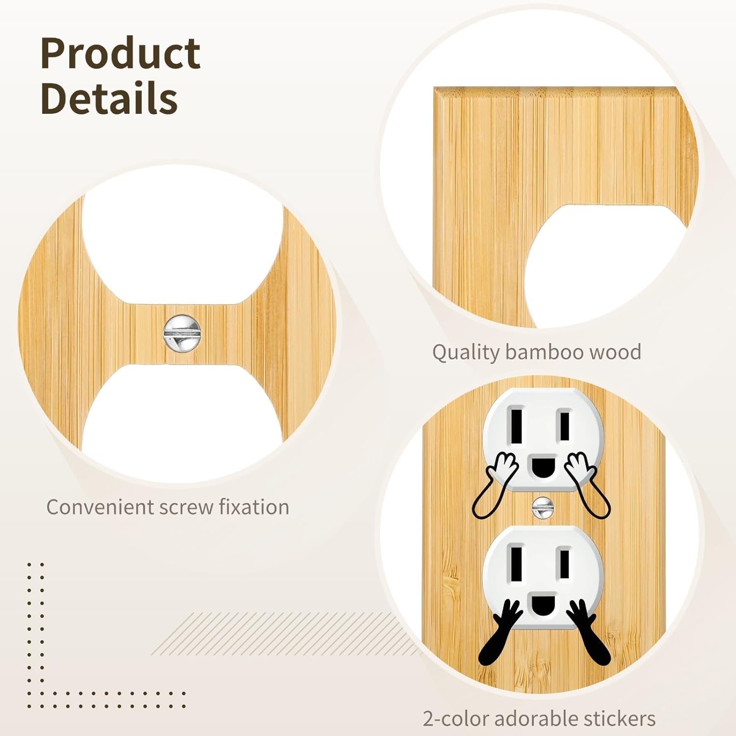 24 Pcs Wooden Light Switch Cover Plate, Double hole Outlet Light Switch Plates, Bamboo Outlet Covers, Decorative Wall Switch Plate Covers for Home Kitchen, Bedroom