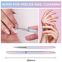 Vista 4 de 2 pinceles de limpieza para arte de uñas, cepillo removedor de esmalte de uñas redondo y en ángulo para limpiar esmalte de uñas, herramientas