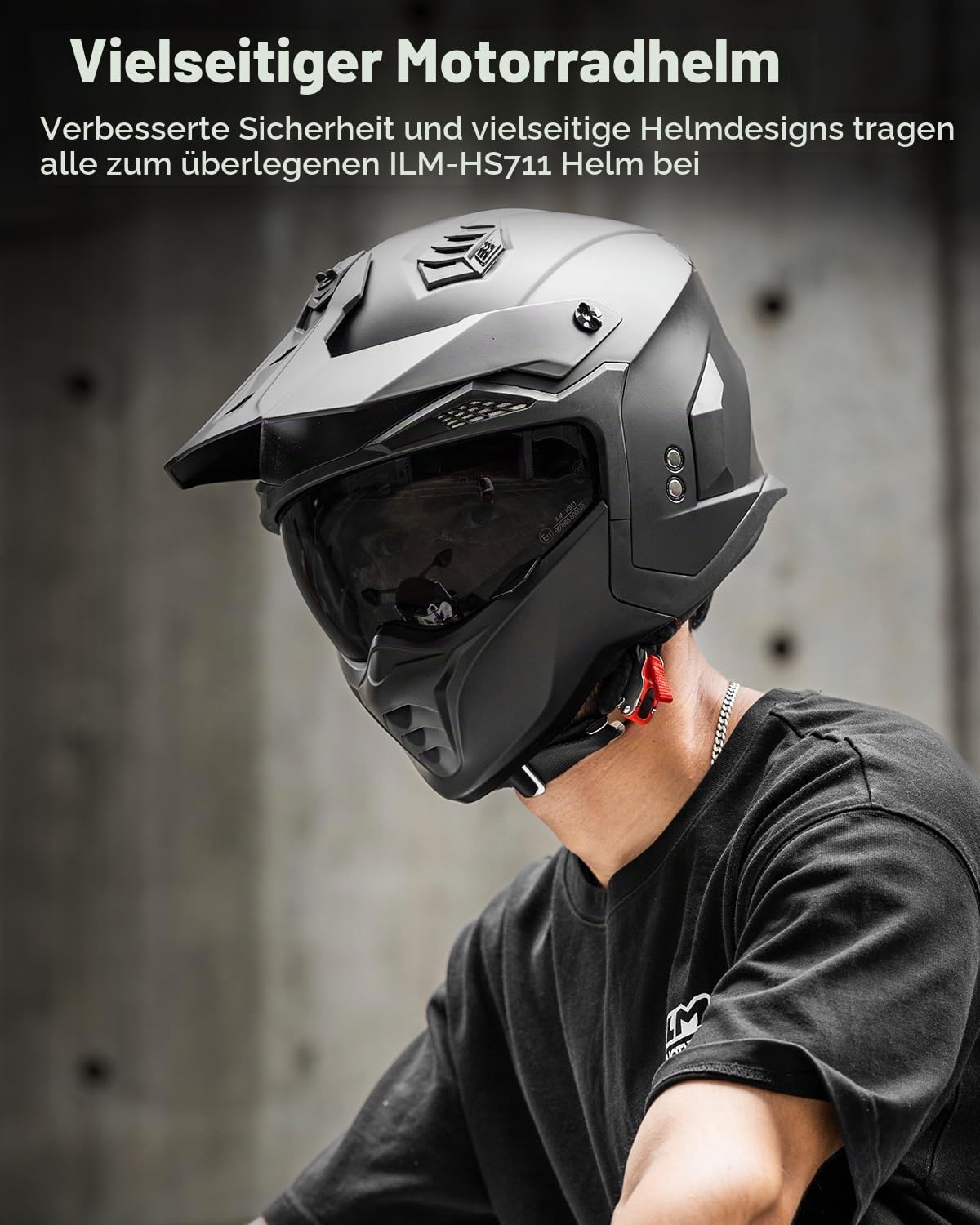 ILM Motorradhelm Herren Damen Motocross Helm Integralhelm Jethelm Vintage Retro mit Visier ECE22.06 Model HS711