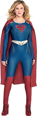 Party City Supergirl Halloween Costume for Women, DCs Superman Family, Medium Size 6-8, Includes Jumpsuit and Cape Multicolor