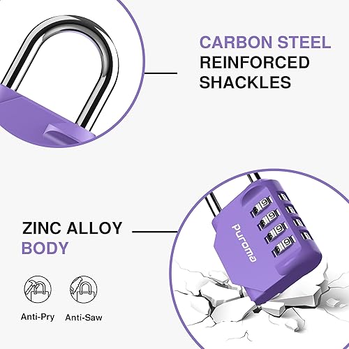 Miniatura 25 de Puroma - Candado impermeable de combinación de 4 dígitos, para intemperie, para casillero escolar o deportivo, valla, caja de herramientas, puerta