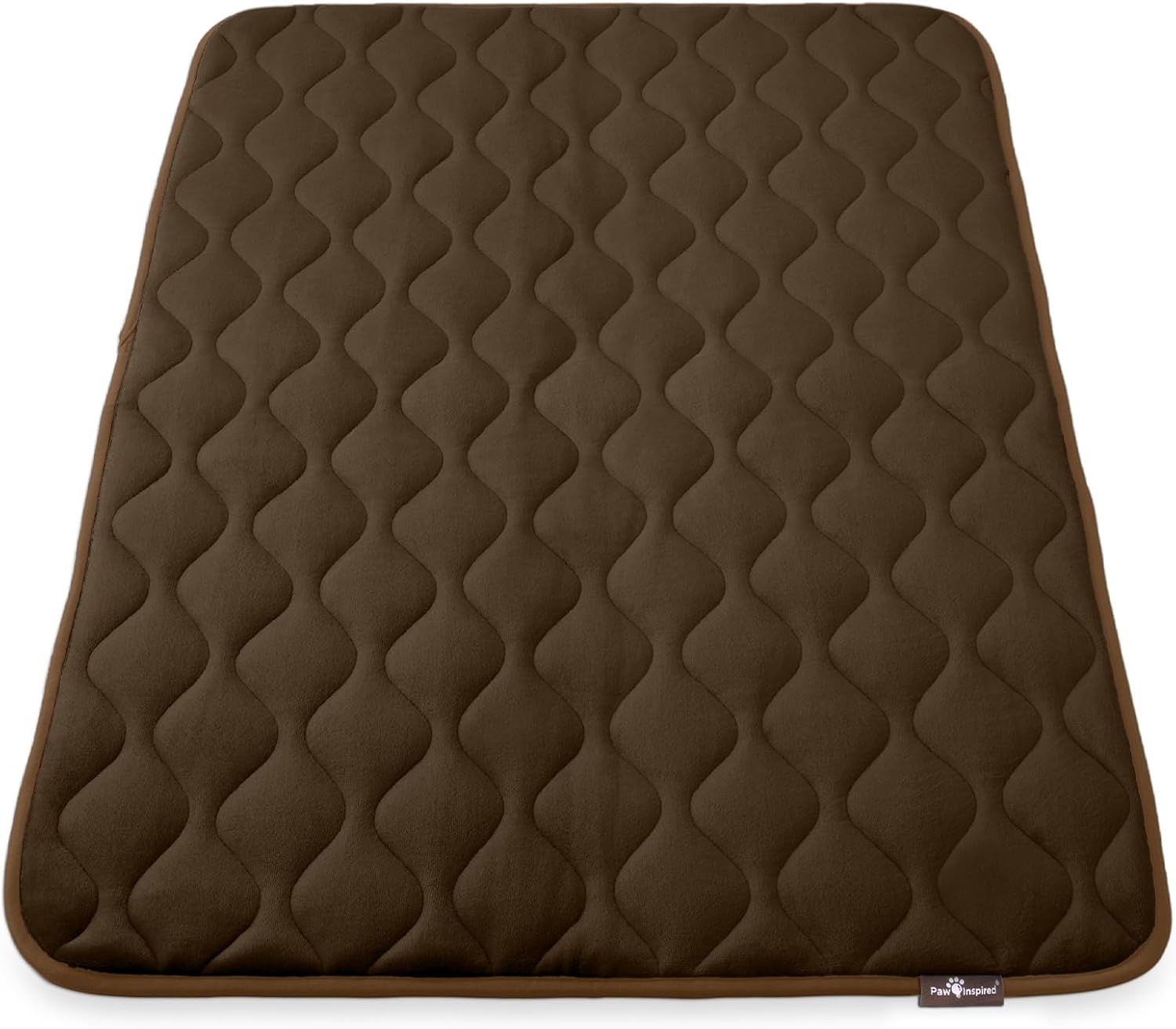 Paw Inspired Washable Padded Crate Mats for Dogs | 47 x 29 Pad, Fits 48-inch Kennels | Leakproof, Waterproof Bottom, Plush Pet Beds (Dark Brown)