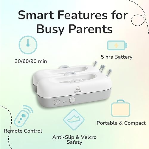 Miniatura 7 de Accesorio automático para cochecito  Chupete inteligente para bebé para un sueño tranquilo con control remoto, temporizador, dos modos de velocidad,