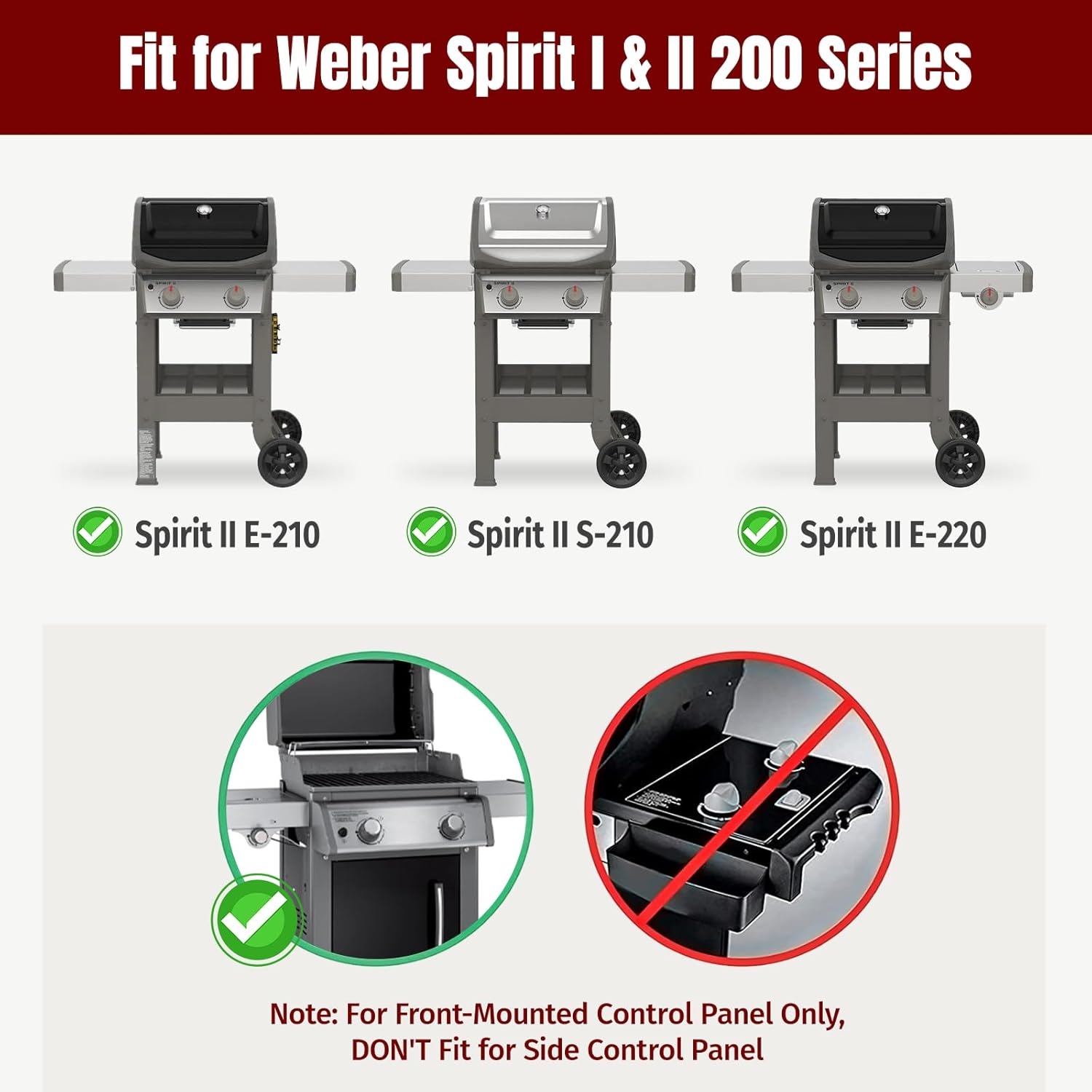 SHINESTAR Porcelain Enamel Flavorizer Bars for Weber Spirit 200 Series Grill Parts,3-Piece Replacement Set Compatible with Weber Spirit E-210 E-220 S-210 S-220 Front Control (2013-2017)