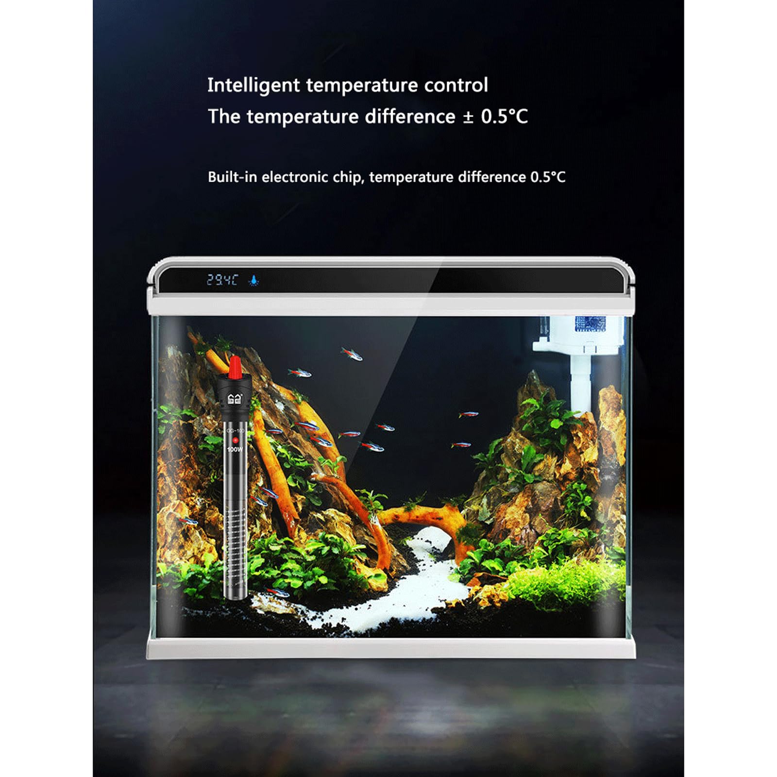 Riscaldatore per Acquario, Asta riscaldante per Acquario, Asta riscaldante Automatica Intelligente a Temperatura costante, a Risparmio energetico, 100 W (200 W)