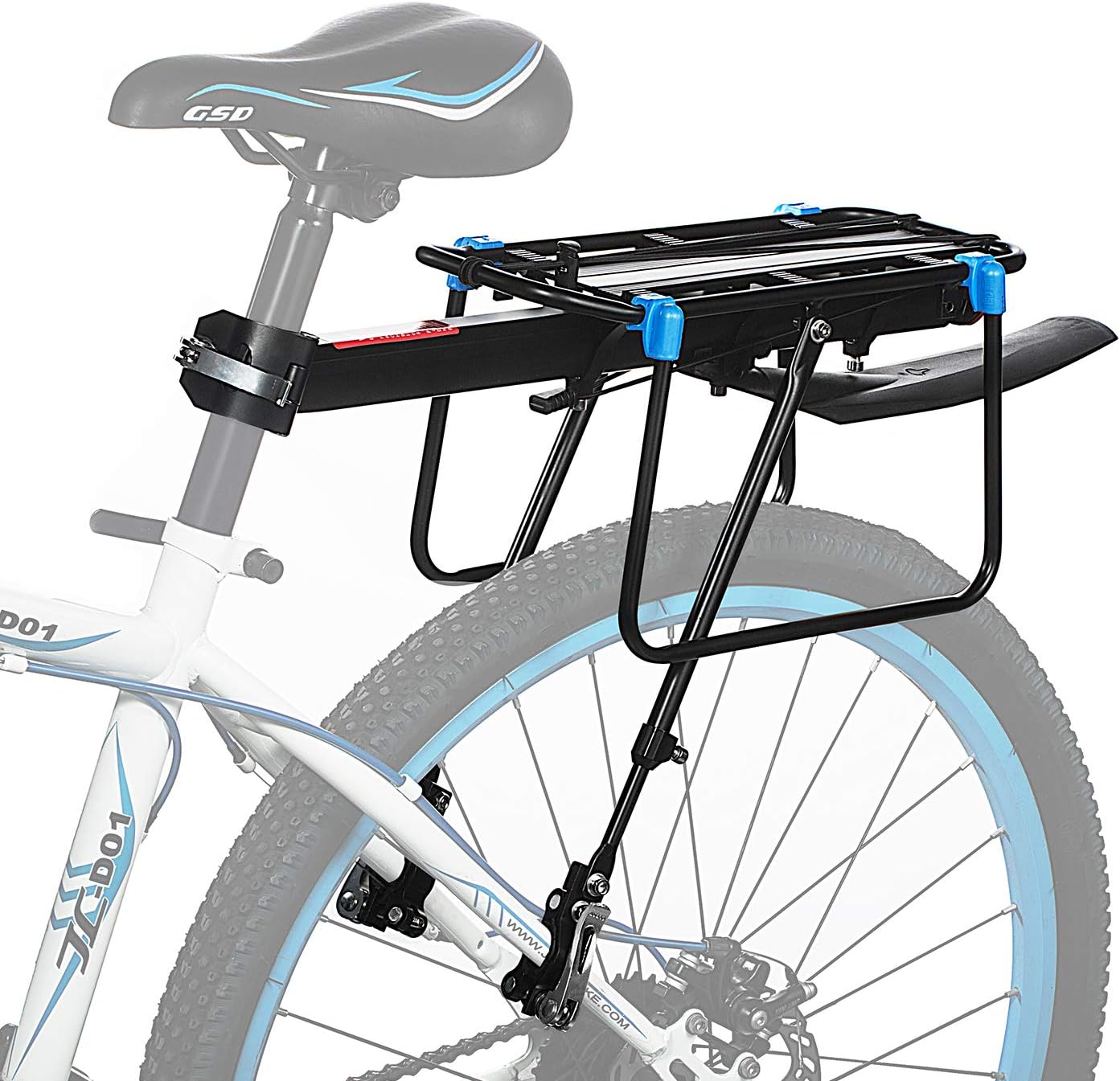 Bike Rear Rack, Baiker Universal Bike Cargo Rack Aluminum Bicycle Carrier Rack Quick Release Luggage Seat Load 50KG with Reflector