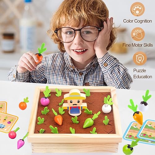 Miniatura 2 de Montessori Toys - Juguete de madera para cultivo de zanahorias para niños pequeños clasificación de memoria juegos de plantación de rábano para