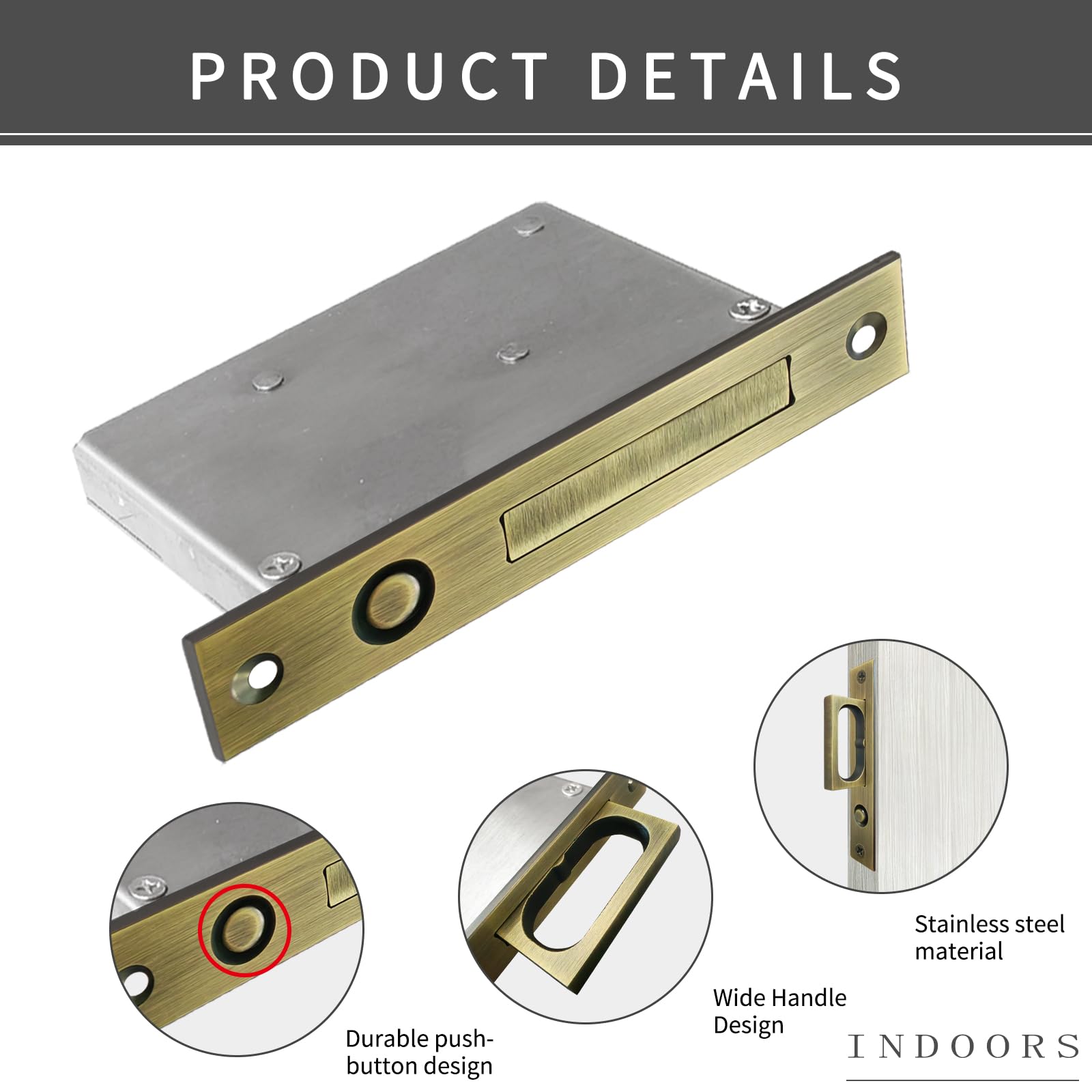Recessed Finger Flush Pulls with Edge Pull Antique Brass - 6Inch Sliding Closet Door Handles Hardware Suitable for Pocket Door,Closet Door,Sliding Doors, Barn Door Handle — Amazon image 4