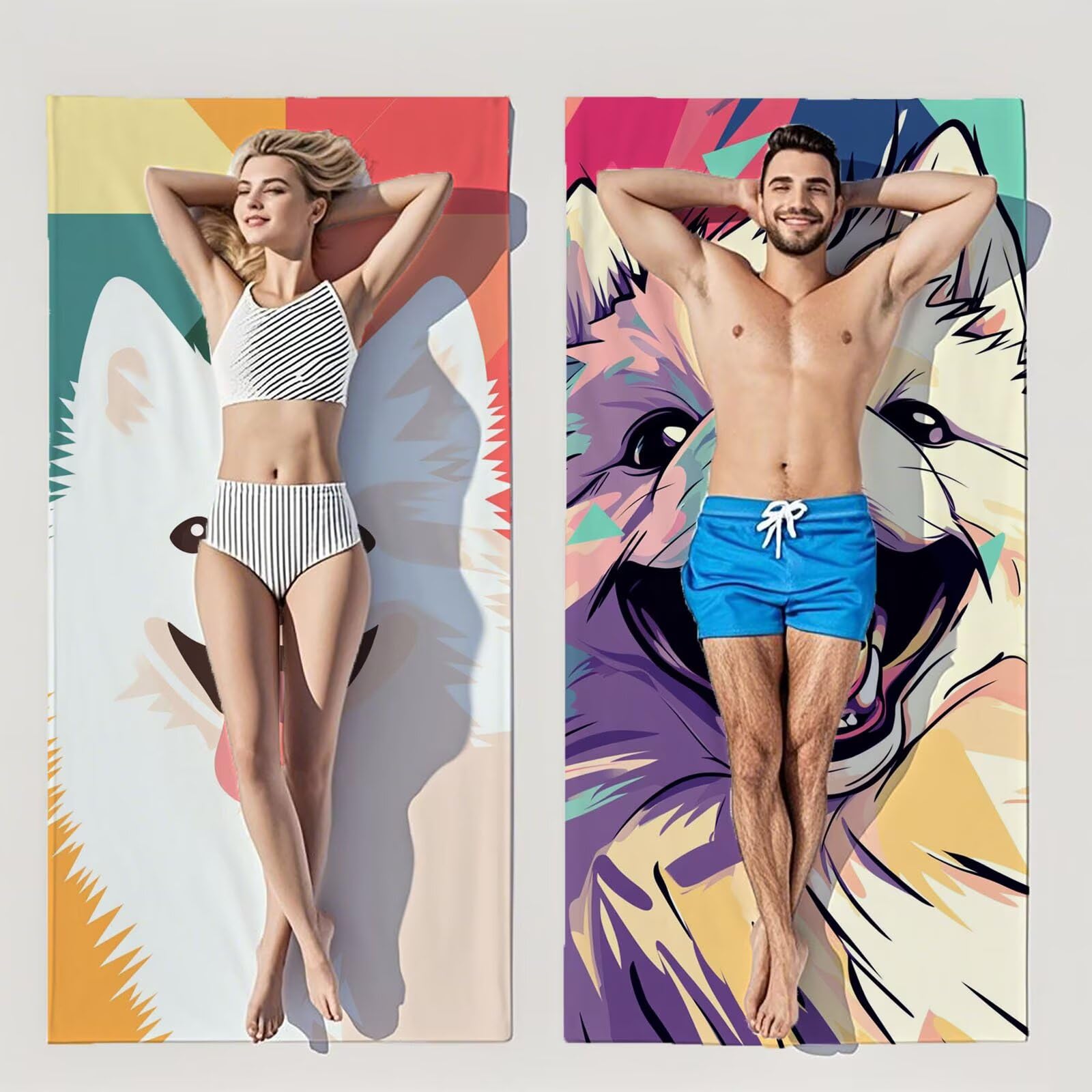 Ręczniki z mikrofibry dla psa, ręcznik plażowy, duży 100 x 180 cm, ręcznik sportowy, szybkoschnący, chłonny, ręcznik plażowy, mata plażowa, koc piknikowy na podróż, kemping, wakacje, basen M-450