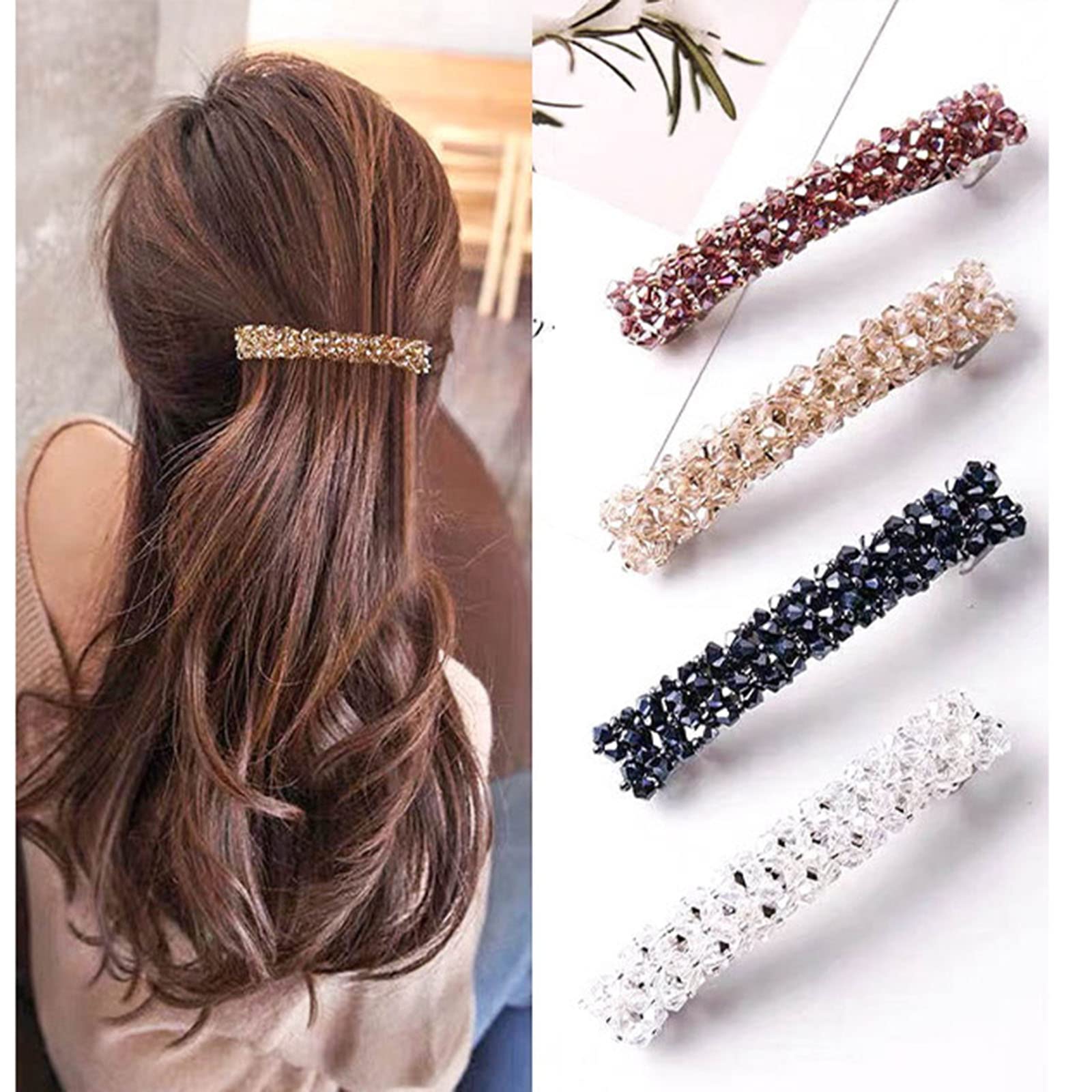Amazon.com : Aneneiceera Crystal Bar Hair Clip Barrette 