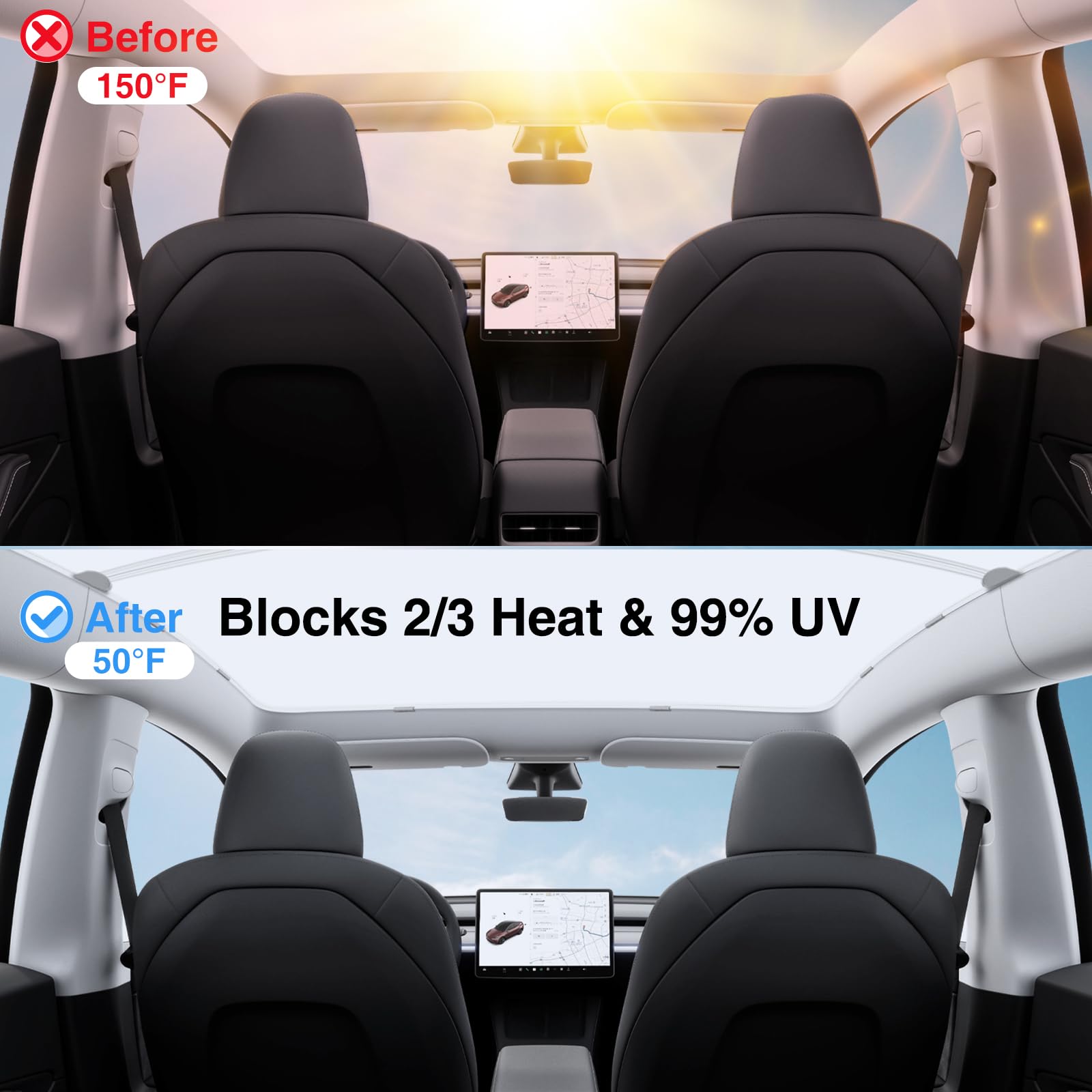 AAMHHM Tesla Model Y daszek przeciwsłoneczny na dach 2019-2024, daszek na dach z grafenu Pro Max Extreme Cooling Glass, nie uginający się [Space Gray]