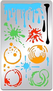 INFUNLY Stain and Splatter Stencils Kit - 4x7" Stainless Steel Reusable Stains & Splatters DIY Art & Craft Stencils