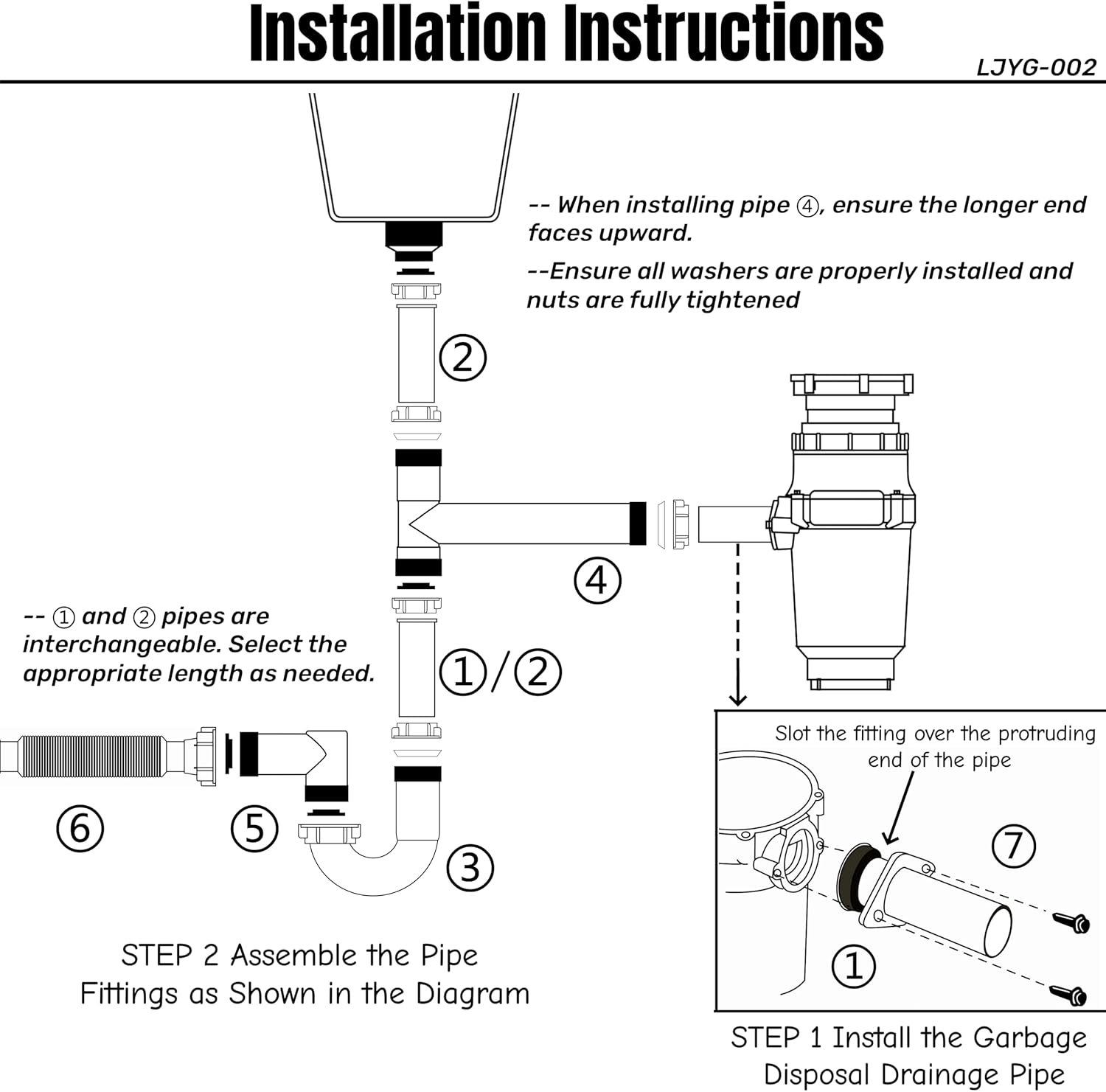 Garbage Disposal Installation Kit, Complete Kitchen Sink Drain Pipe Kit for Double Bowl Sink, 1-1/2" Plumbing, Wall Mount or Floor Drain, Includes Elbow, P trap, Flange, Gasket and Adjustable Tailpipe