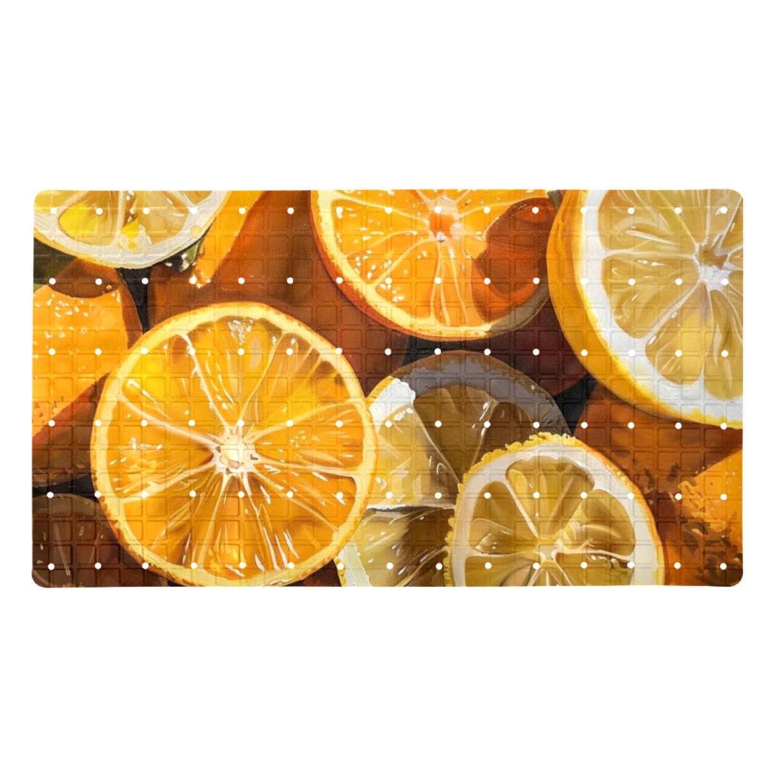 Tapis de bain antidérapant haut de gamme design orange et citron
