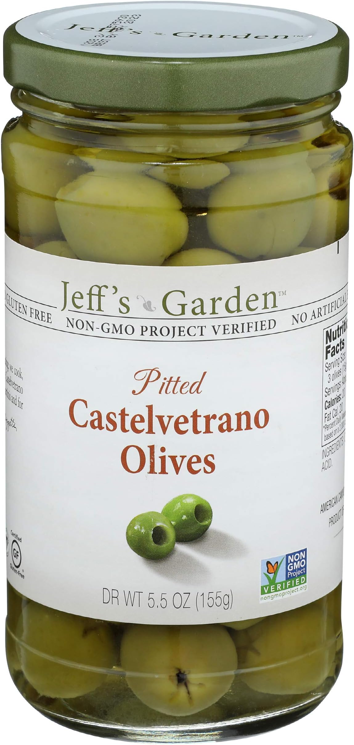 Jeff's Garden Naturals Olives Pitted Castevetrno, 5.5 oz