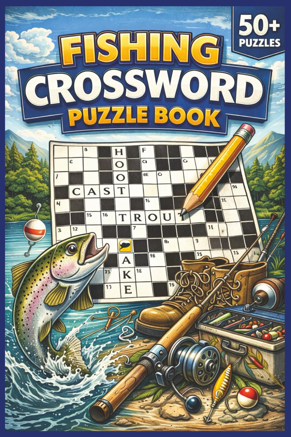Fishing Crossword Puzzle Book: Crossword Puzzle Book | Help calm the mind, relax and focus | 6x9 inches, 110 pages | 50+ puzzles | Clues And Solutions included