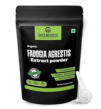 GREENDORSE Organic Fadogia Agrestis Extract Powder 10x, 4 Months Supply, Maximum Strength, Supports athletic performance, stamina and stress tolerance, Vegan Friendly 50g