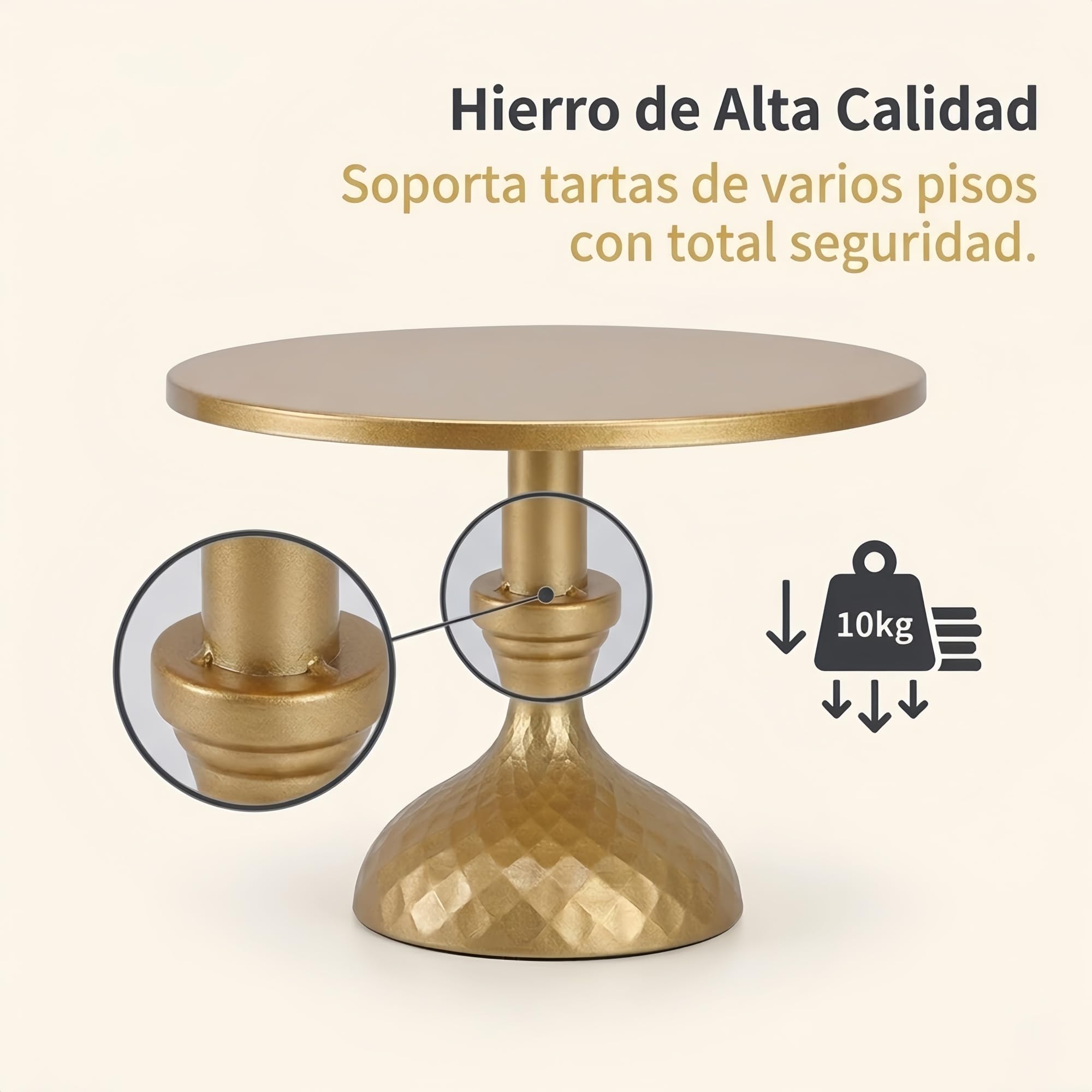 3 Piezas Juego de soporte para tartas de oro, soporte para cupcakes, hierro con base redonda elevada sin herramientas, platos de pastelería para mesa de postres de boda