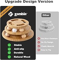 Vista 5 de Cat Ball Track Toy with Puzzle Top, Wooden Cat Toys for Indoor Cats with Spinning Balls, Interactive Large Cat Ball Tower for Kitten Kitty Exercise