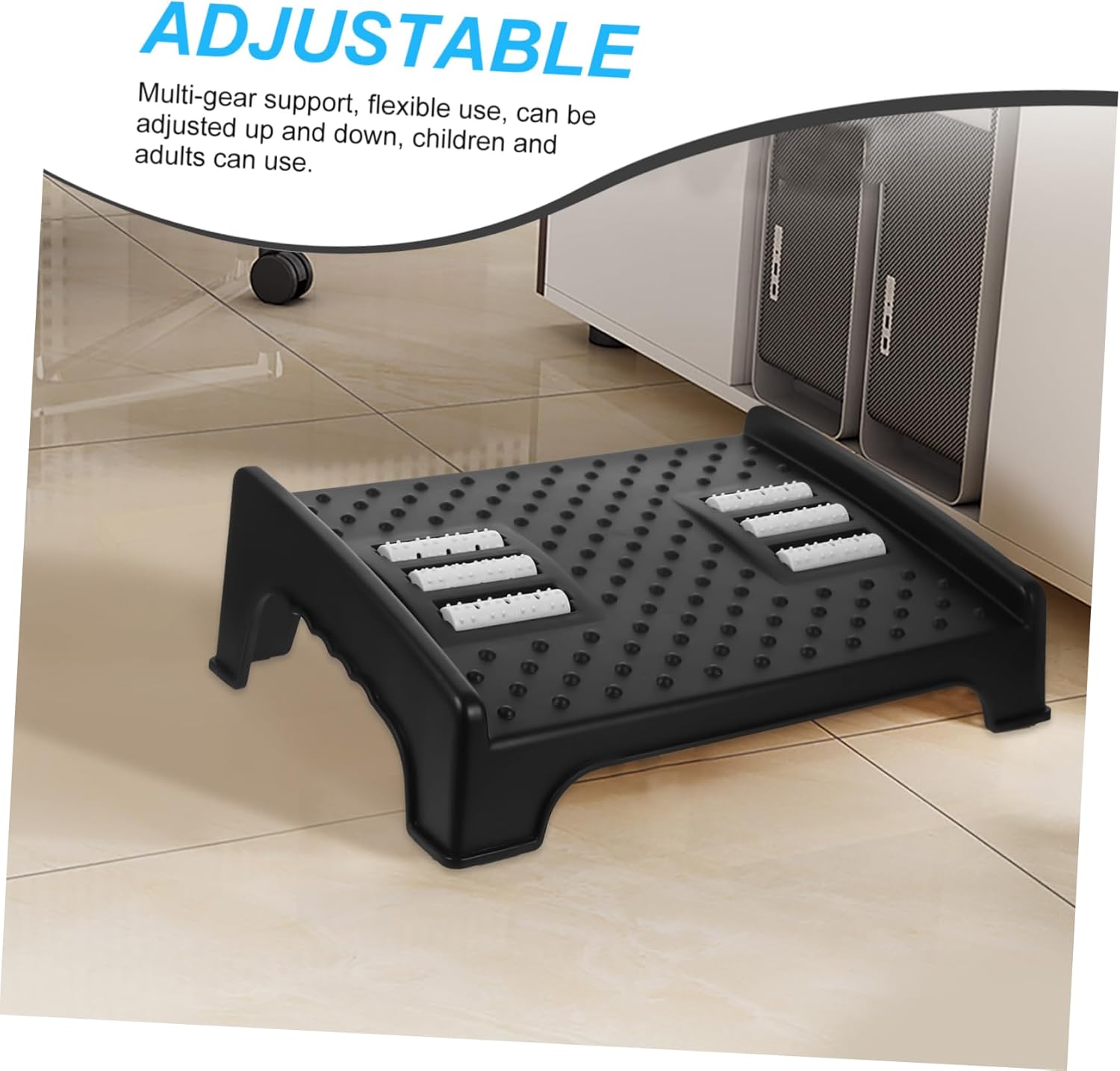 Plastic Foot Rest Stool Non-Skid Foot Support for Office and Home Use for Relaxation and Improved Posture Conveniently Sized for Easy Storage