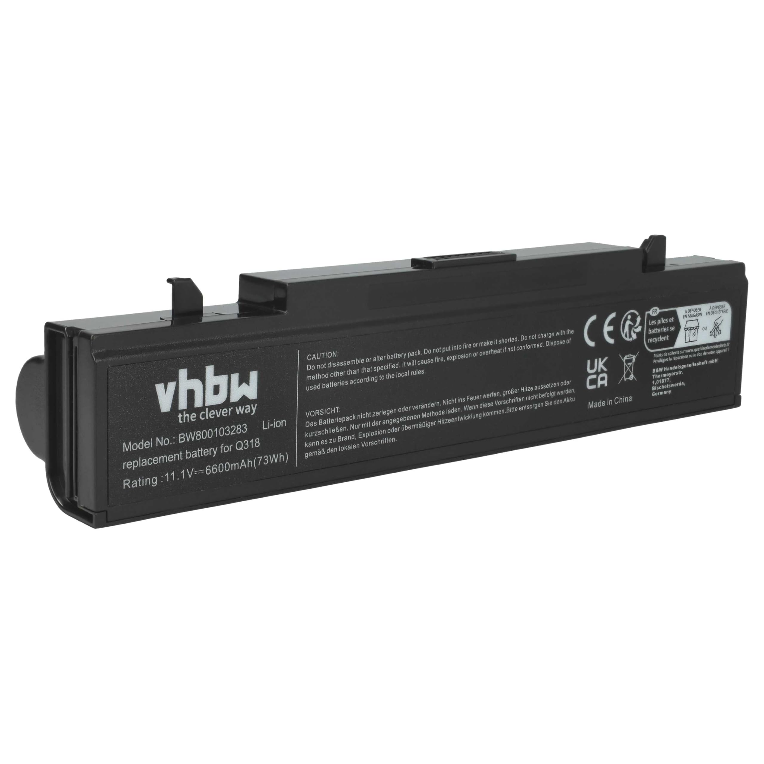 vhbw 1x batteria compatibile con Samsung R540, R580, R590, R620, R710, R719, R720 notebook (6600mAh, 11,1V, Li-Ion)