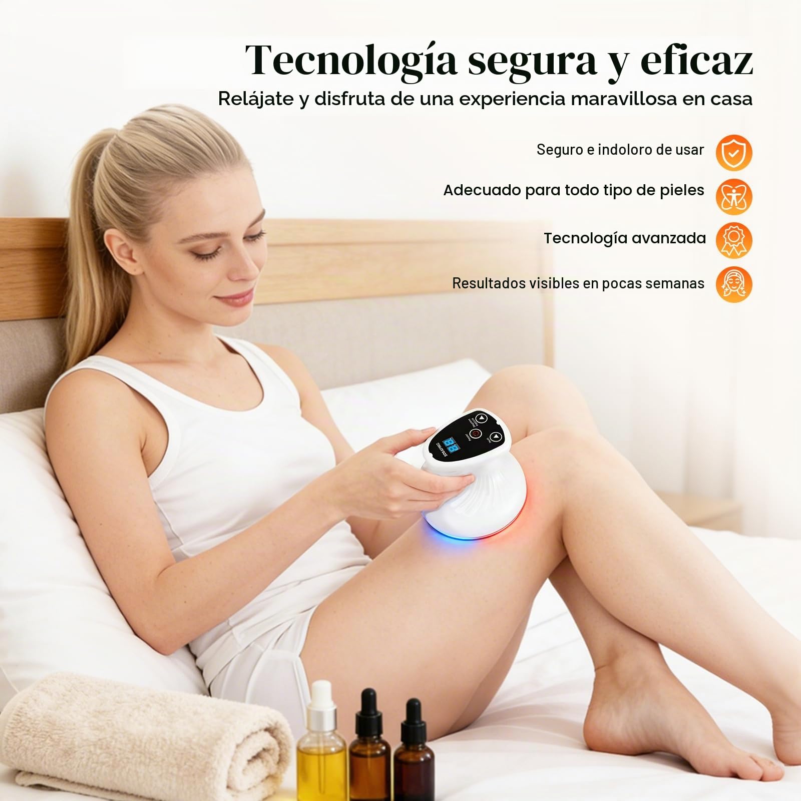 Masajeador Anticelulitico Reductor, 4 en 1 Masajeador GuaSha Anti Celulítico Eléctrico, USB C Gua Sha Eléctrico, para Drenaje Linfático, Reafirmación de la Piel, Circulación Sanguínea